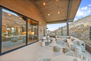 View of patio / terrace featuring outdoor seating and a sink