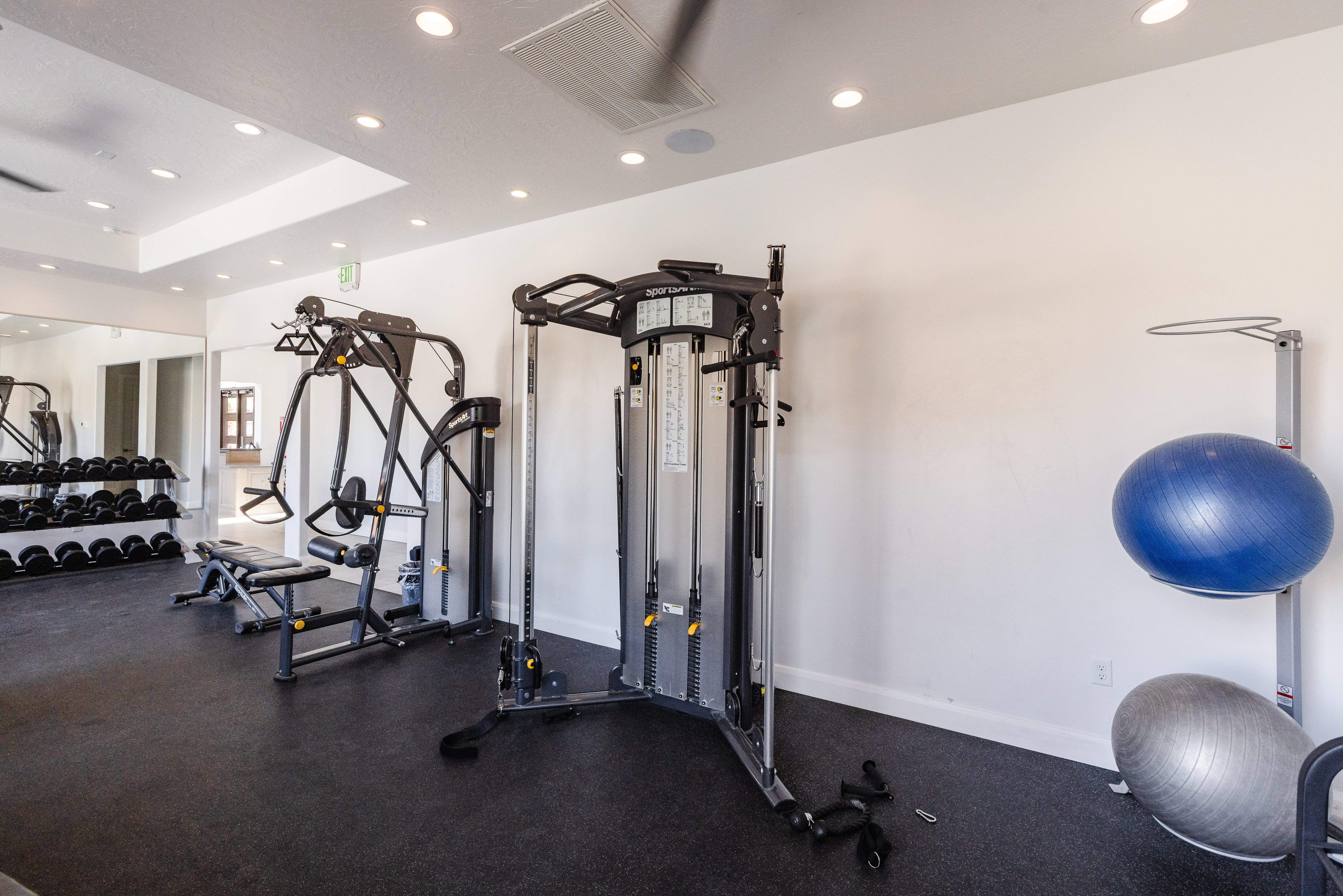 Gym featuring recessed lighting