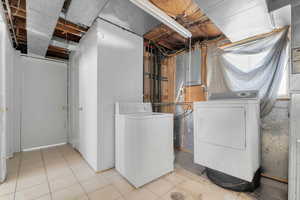 Laundry area with separate washer and dryer and electric panel