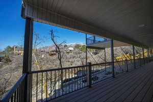 Deck featuring a mountain view