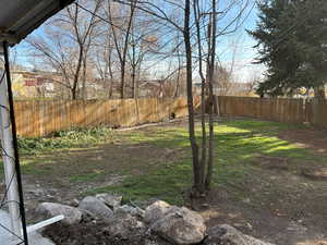 View of fenced backyard