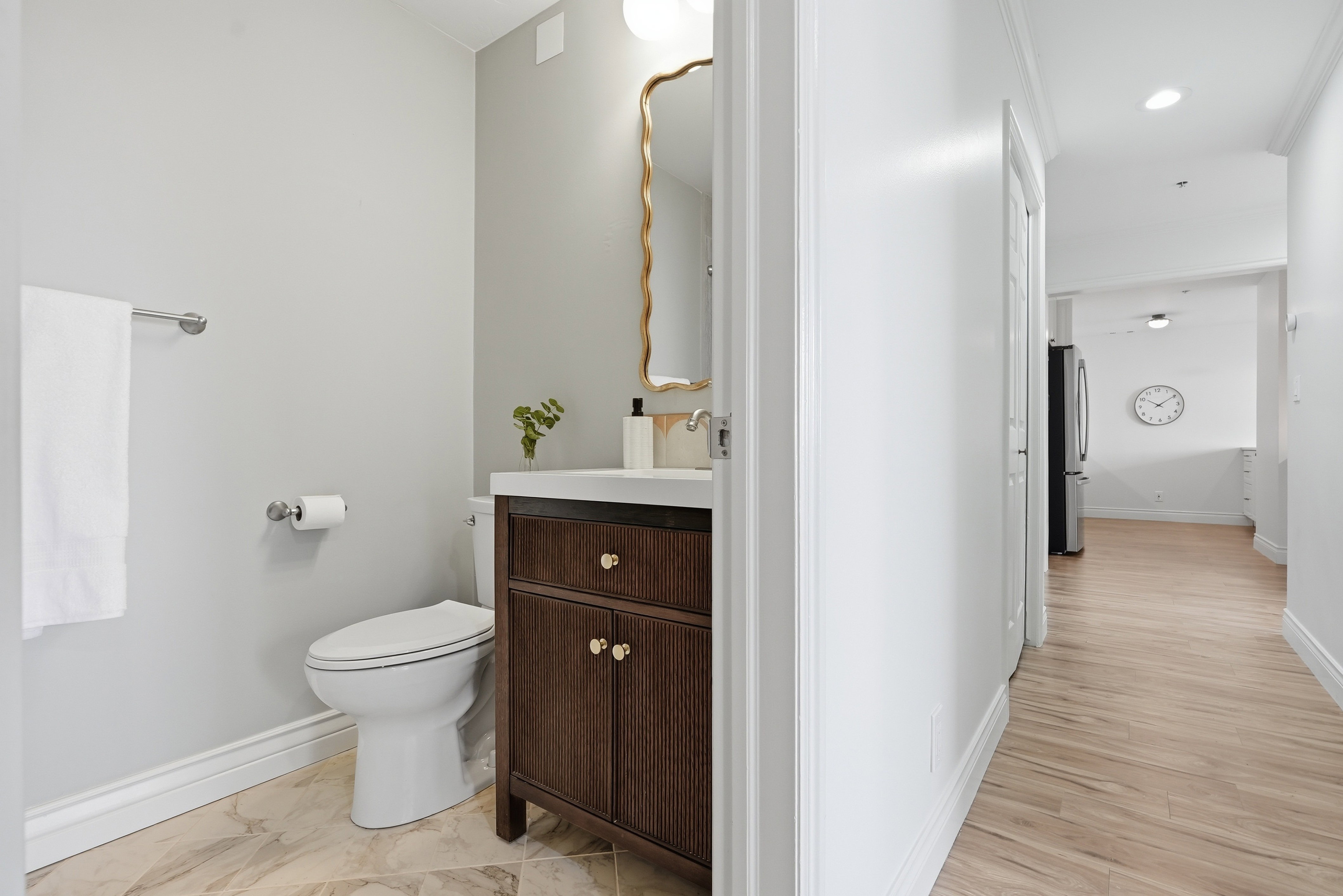 Bathroom featuring vanity and recessed lighting