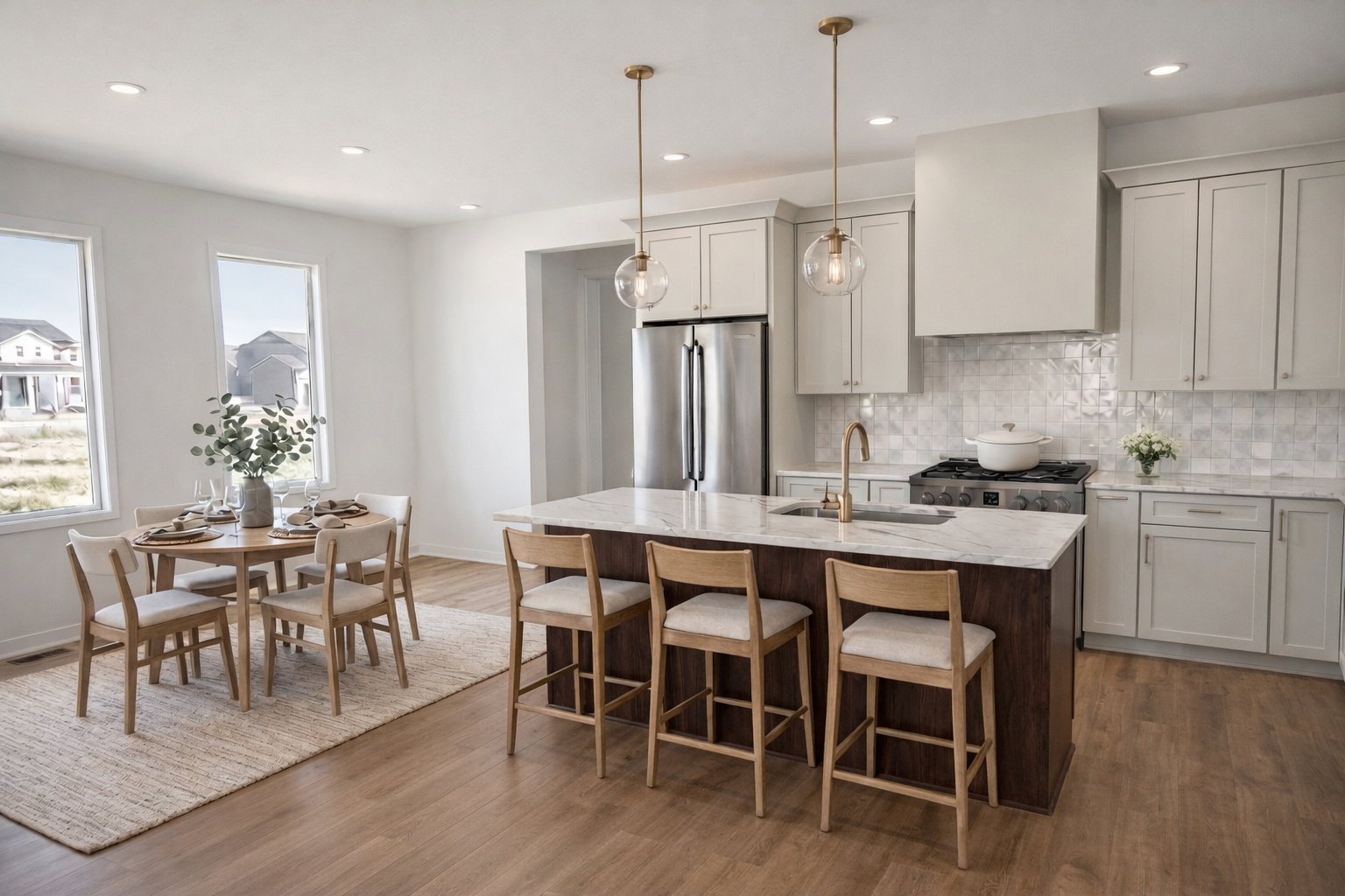 TPhotos are based on actual design selections but created using AI as home is under construction.