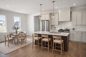 TPhotos are based on actual design selections but created using AI as home is under construction.