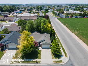 Aerial view of residential area