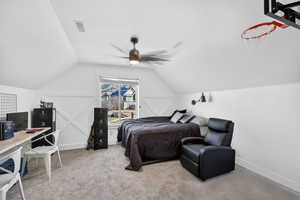 2nd floor Bedroom featuring light colored carpet and a ceiling fan