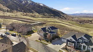 Bird's eye view of a mountain backdrop