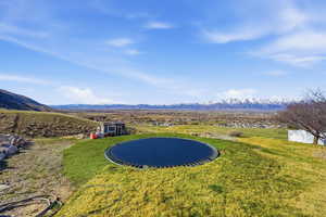View of green lawn with a mountain view