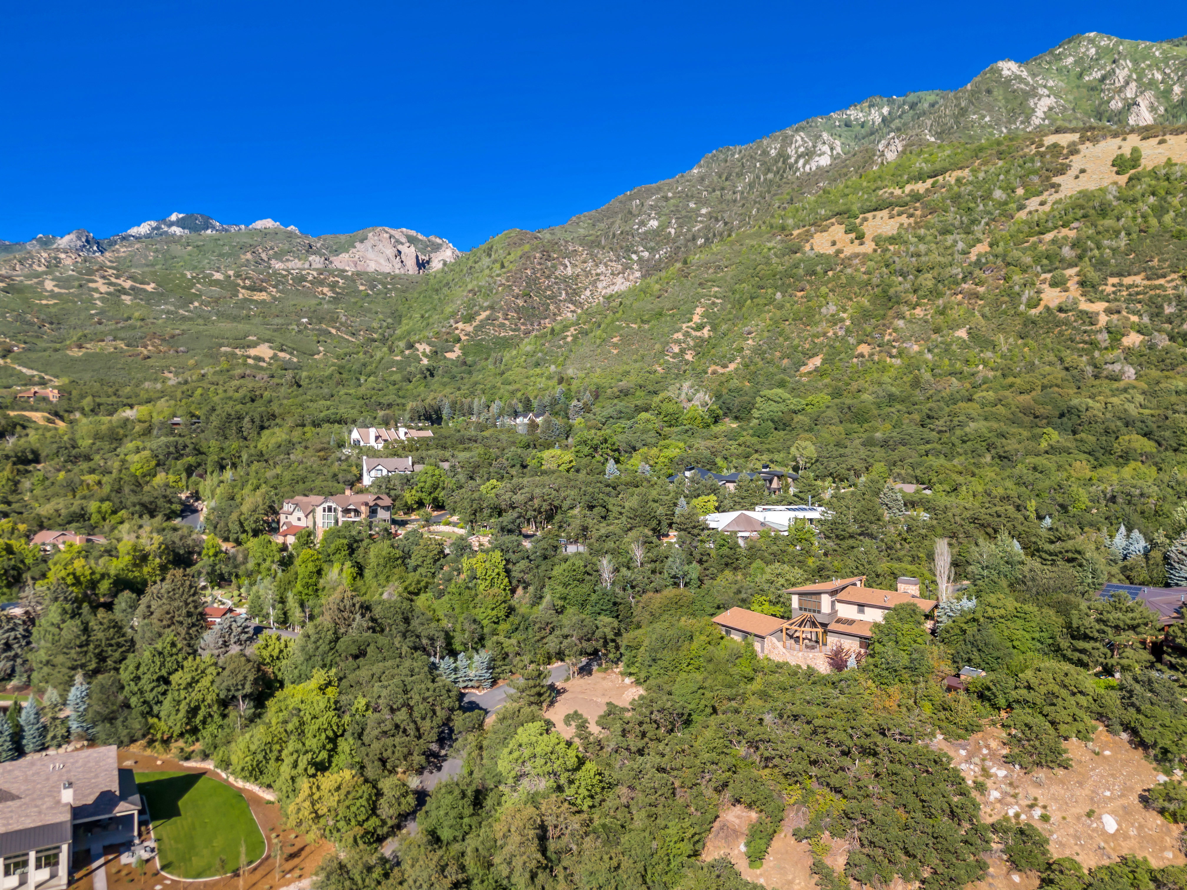 Bird's eye view of a mountain backdrop