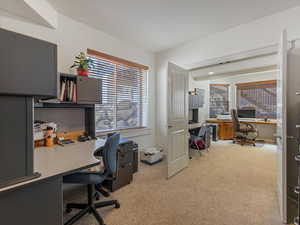 Office area with light carpet