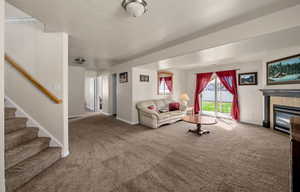 Family Room with walkout to backyard and gas fireplace