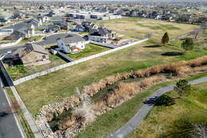 Aerial perspective of suburban area