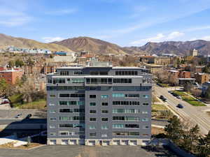 View of building exterior with a mountain view