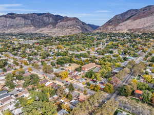 Drone / aerial view of a mountain backdrop