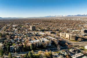 View of urban area with a mountain backdrop