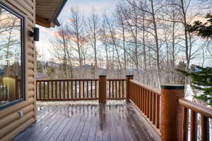 View of deck at dusk