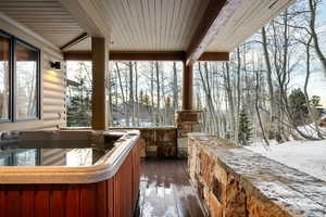 View of snow covered patio