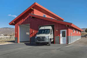 View of outdoor structure with a mountain view