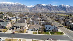 View of mountain backdrop with nearby suburban area