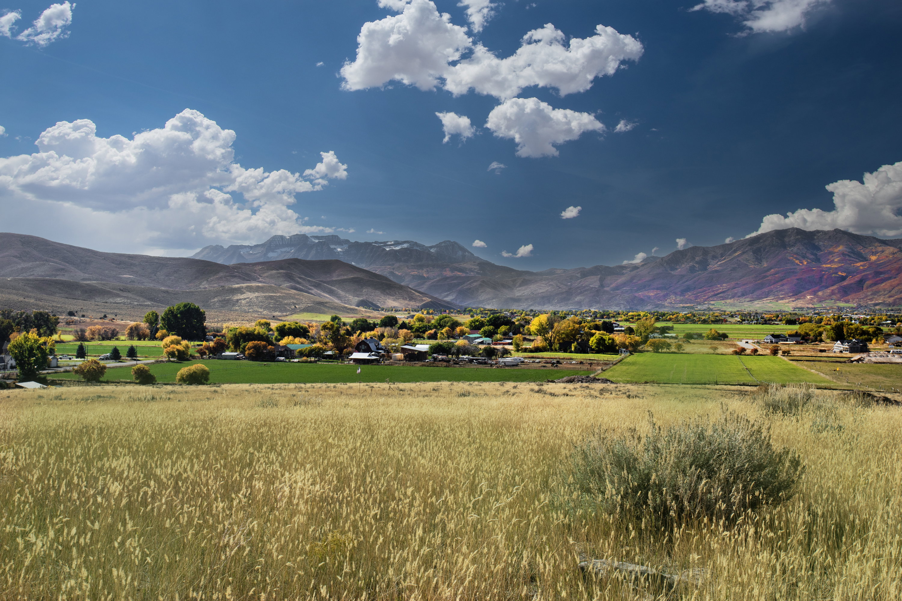 Mountain view with rural landscape