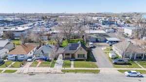 Aerial perspective of suburban area