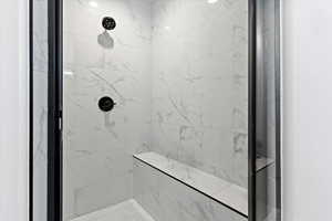 Bathroom featuring a stall shower