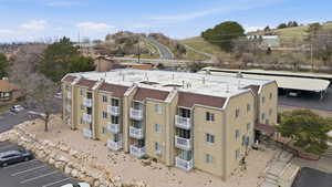 Drone / aerial view of apartment complex / building