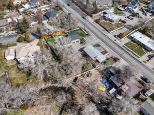 Aerial perspective of suburban area