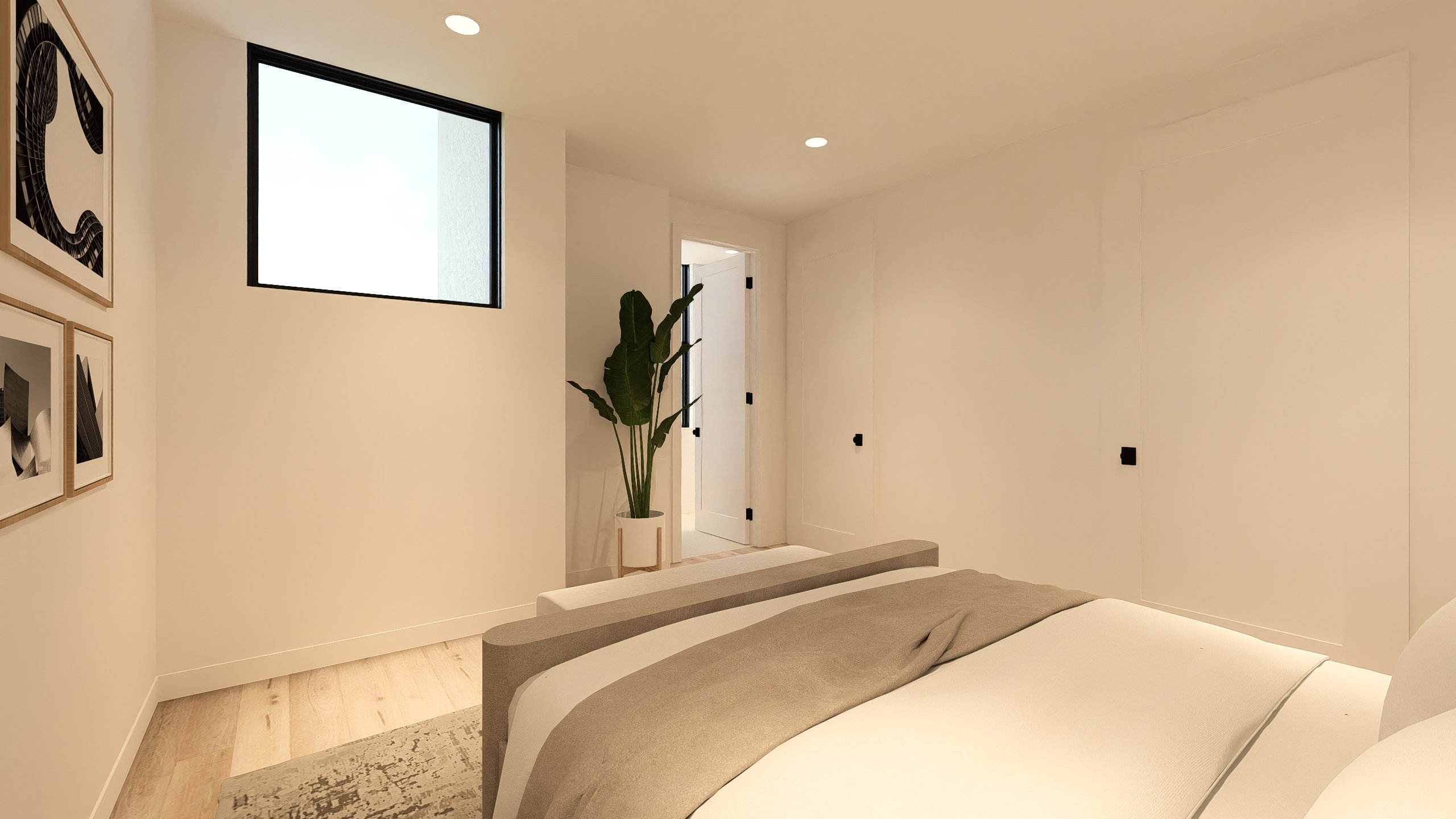 Bedroom featuring wood finished floors and recessed lighting