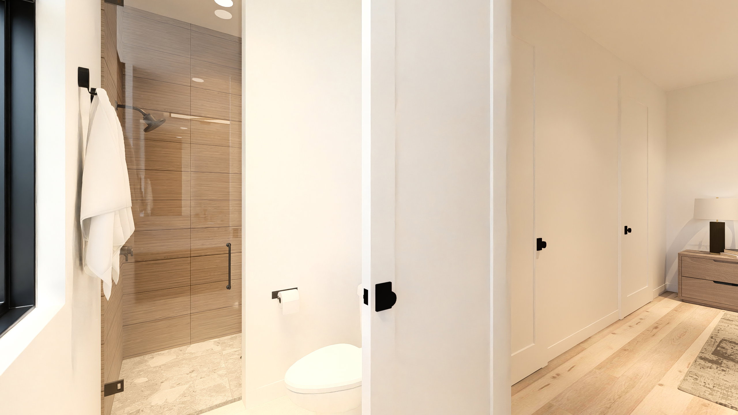 Bathroom featuring toilet and tiled shower