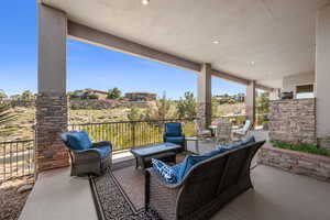 View of patio with outdoor seating