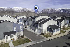 View of mountain background with nearby suburban area