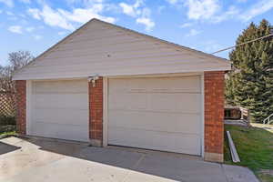View of detached garage