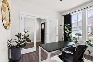 Beautiful home office with mountain views, could become a bedroom if needed.