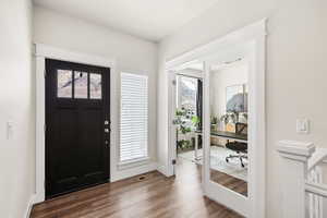 Foyer entrance with plenty of natural light and luxury vinyl flooring LVP