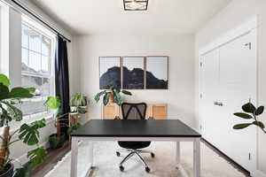 Beautiful home office with mountain views, could become a bedroom if needed.