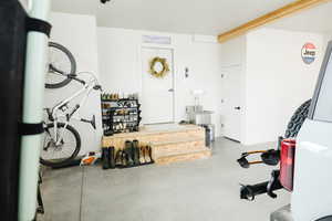 Exercise room with concrete flooring