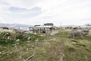 Dock with a mountain view