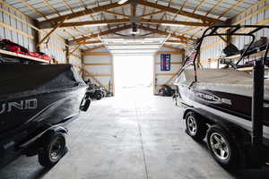 Garage with metal wall