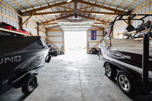 Garage with metal wall