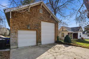 View of detached garage