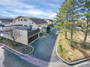 Aerial perspective of suburban area