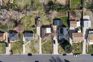 Aerial perspective of suburban area