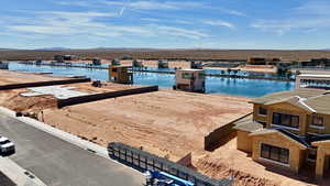 Dock featuring a mountain view