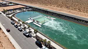 Bird's eye view of a pool area