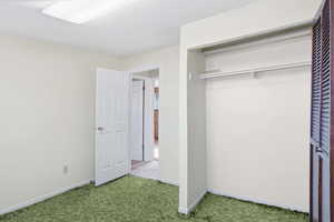 Bedroom featuring carpet floors and a closet