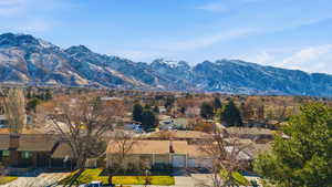 View of mountain background with nearby suburban area