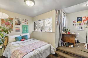 Bedroom with carpet floors
