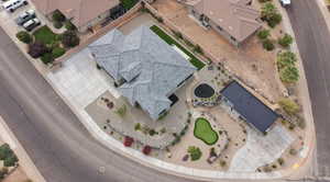 Aerial perspective of suburban area