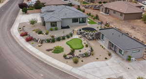 Aerial perspective of suburban area